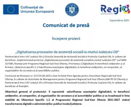 Foto Comunicat de presă începere proiect „Digitalizarea proceselor de asistență socială la nivelul Județului Olt”