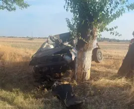 Foto Un tânăr de 18 ani a murit după ce a intrat cu maşina într-un pom, la Deveselu