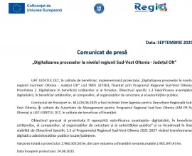 Foto Comunicat de presă începere Proiect „Digitalizarea proceselor la nivelul regiunii Sud-Vest Oltenia - Județul Olt”