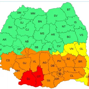 Foto Avertizare Cod Roşu de ploi pentru judeţele Olt şi Dolj
