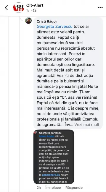 Foto Şeful Poliţiei Locale Slatina, ieşire suburbană la adresa unei pensionare din Slatina: „Mamaie mergi în continuare la petreceri și simte-te bine...“