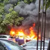 Foto Autoturism în flăcări în parcarea ITM Olt