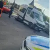 Foto Impact între un microbuz şi o motocicletă, în Caracal