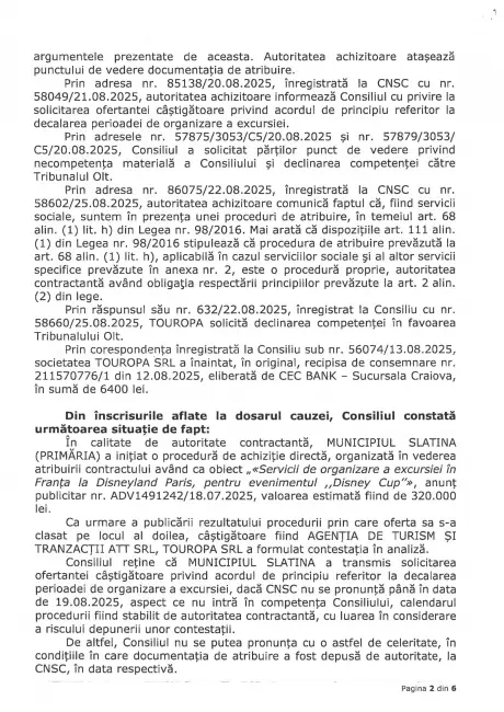 Foto Ilegalităţile făcute de De Mezzo în licitația pentru excursia la Disneyland. Ce spune decizia CNSC (document)