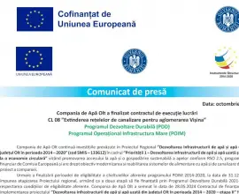 Foto Comunicat de presă finalizare contract de execuție lucrări CL 08 „Extinderea rețelelor de canalizare pentru aglomerarea Vișina”