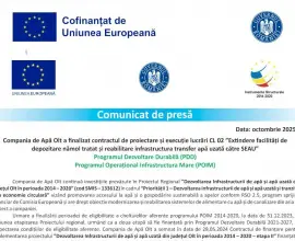 Foto Comunicat de presă finalizare contract de proiectare și execuție lucrări CL 02 „Extindere facilități de depozitare nămol tratat și reabilitare infrastructura transfer apă uzată către SEAU”