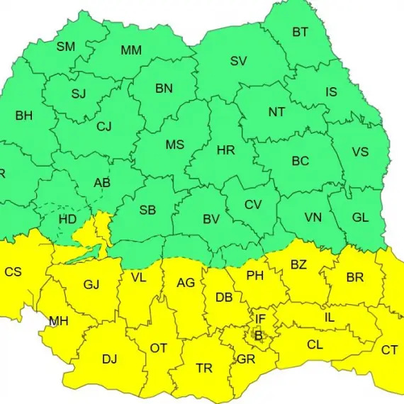 Foto Cod Galben de vânt puternic, în judeţul Olt, până sâmbătă seară