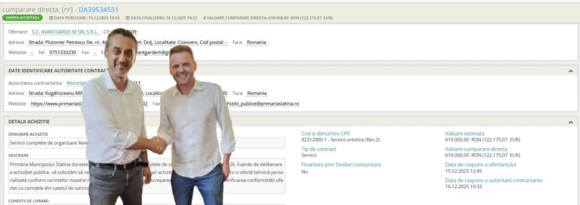 Foto Primăria Slatina a plătit 122.000 euro pentru Revelion. Încasează tot firma colegului de partid al lui De Mezzo