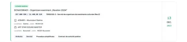 Foto Revelionul la Slatina, explozie de prețuri sub Mario De Mezzo: Costuri de trei ori mai mari față de 2022. Adio licitații publice!