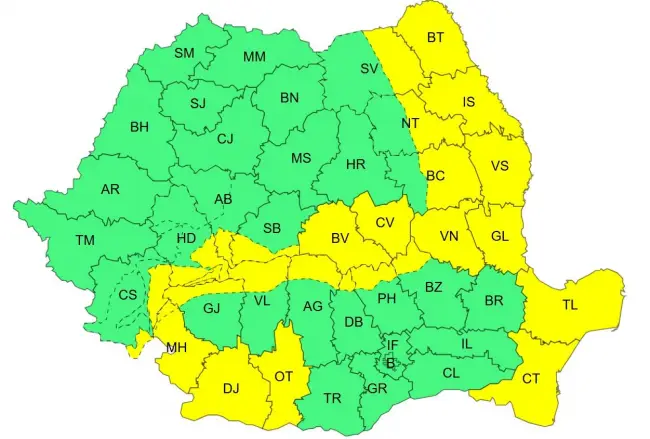 Foto Codul galben de vânt, prelungit până luni noapte. Rafale de până la 70 de kilometri la oră