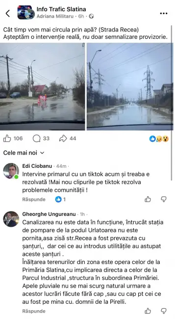 Foto Strada Agricultorului, cu asfaltarea căreia s-a lăudat De Mezzo, inundată la prima ploaie mai serioasă (VIDEO)