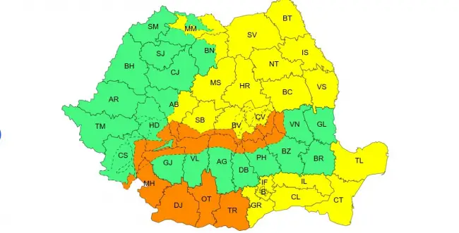 Foto Judeţul Olt, sub Cod Portocaliu de ninsori, polei şi vânt