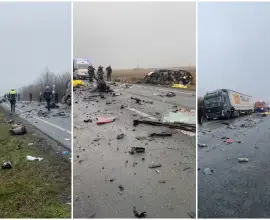 Foto VIDEO. Grav accident pe E70! Cel puțin 6 persoane au murit: Impact devastator între un microbuz, un tir și o autocisternă