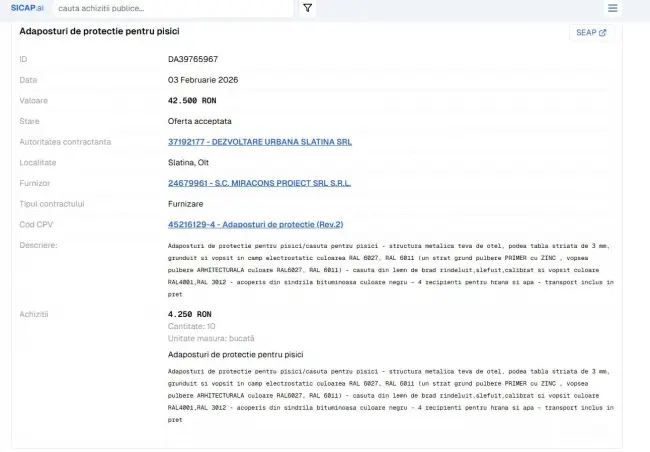 Foto Adăposturile pentru pisicile din Slatina, o nouă găinărie a lui De Mezzo şi a găştii de la Dezvoltare Urbană: 4.250 lei, preţ pe bucată