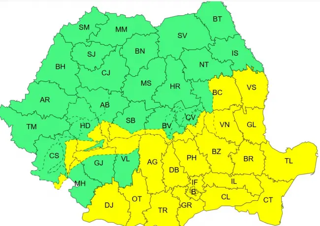 Foto Judeţul Olt, sub Cod Galben de ninsori şi viscol