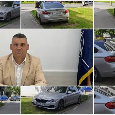 Foto Tupeu de liberal: Cătălin Nedelcu și-a parcat bolidul de lux direct pe spațiul verde, la sediul PNL Slatina (FOTO)