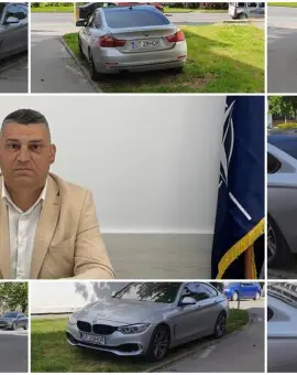 Foto Tupeu de liberal: Cătălin Nedelcu și-a parcat bolidul de lux direct pe spațiul verde, la sediul PNL Slatina (FOTO)