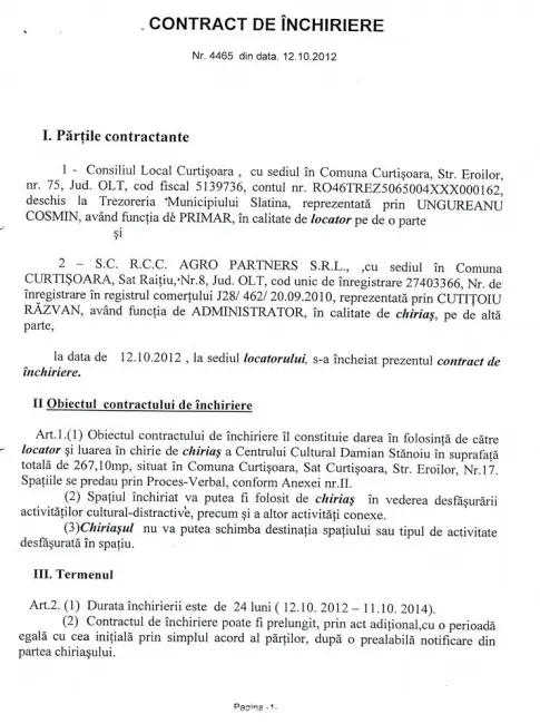 Foto Primăria Curtişoara, în afaceri cu rudele viceprimarului
