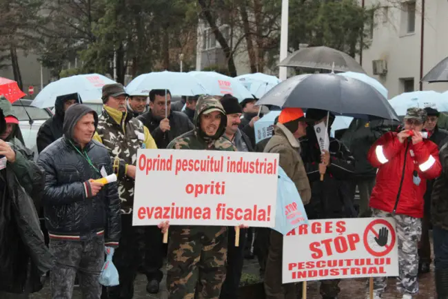 Foto FOTO&VIDEO. Opriţi jaful de pe râul Olt! Pescarii au protestat împotriva braconajului şi pescuitului comercial