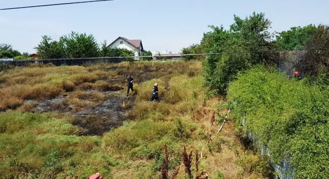 Foto Incendiu de vegetaţie uscată în Slatina, cu pericol de propagare la o locuinţă