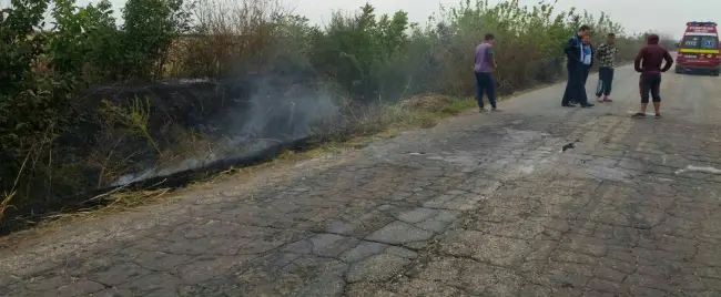 Foto FOTO & VIDEO. Bărbat din Băbiciu, găsit mort într-un incendiu de vegetație uscată
