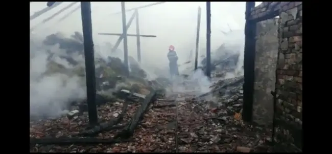 Foto Sute de baloți de paie și cereale, incendiate intenționat la Găneasa