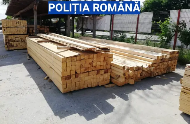 Foto FOTO. Firmă din Balş, amendată de poliţişti pentru încălcarea legislaţiei în domeniul silvic