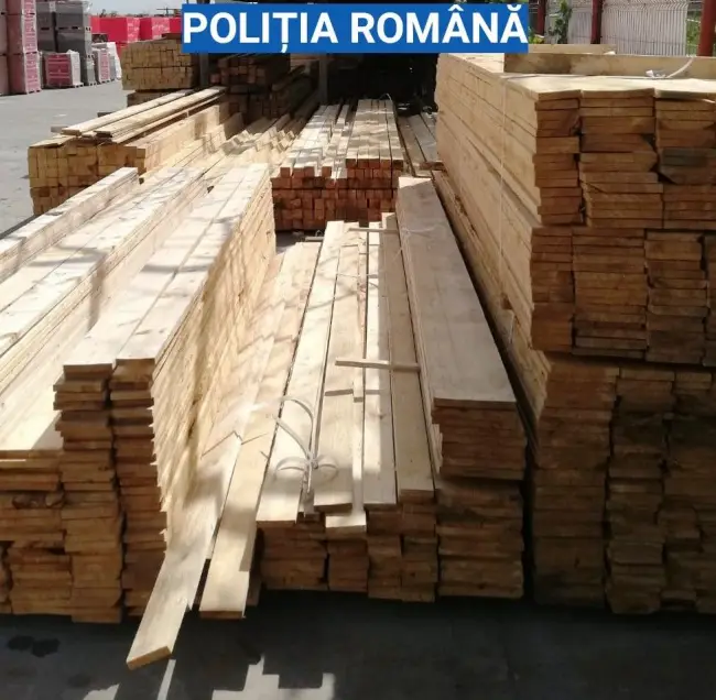 Foto FOTO. Firmă din Balş, amendată de poliţişti pentru încălcarea legislaţiei în domeniul silvic