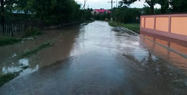 Foto FOTO&VIDEO. Gospodării inudate, în două localităţi din Olt. Pompierii intervin pentru scoaterea apei