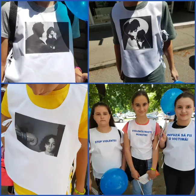 Foto FOTO. Elevii de la „Vlaicu Vodă” Slatina, marş împotriva violenţei domestice