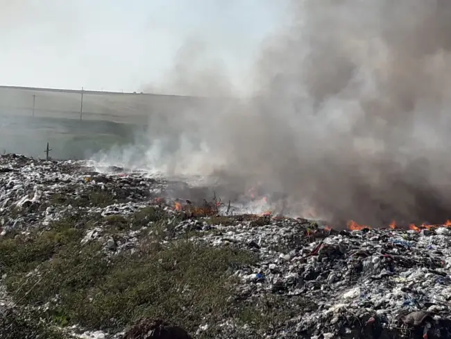Foto FOTO. Incendiu la groapa de gunoi de la ieșirea din Caracal spre Craiova