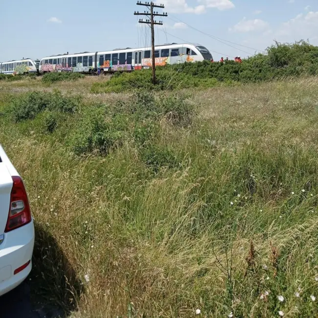 Foto   FOTO. Căruţă lovită de tren la Valea Mare. Trafic feroviar blocat