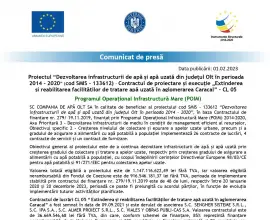Foto Comunicat de presă - Contractul de proiectare și execuţie „Extinderea și reabilitarea facilităţilor de tratare apă uzată în aglomerarea Caracal” – CL 05