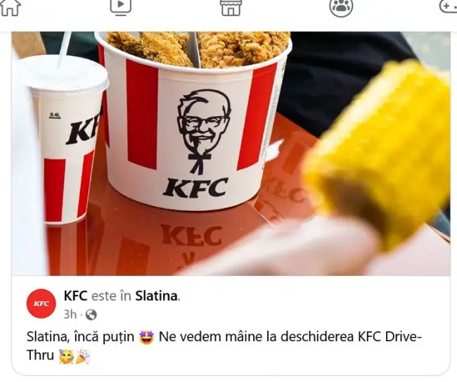 Foto KFC Slatina se deschide începând de marţi