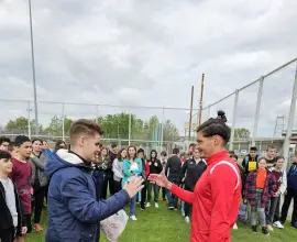 Foto FOTO. Elevi ai Liceului cu Program Sportiv, întâlnire cu jucătorii echipei CSM Slatina