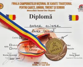 Foto Oliwer Dobre, medalie de bronz la Campionatul Naţional de Karate Tradiţional