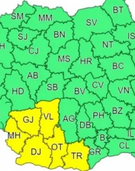 Foto Judeţul Olt, sub Cod Galben de ploi