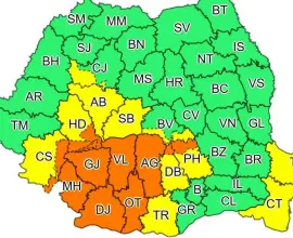 Foto Cod Portocaliu de averse torenţiale, în judeţul Olt
