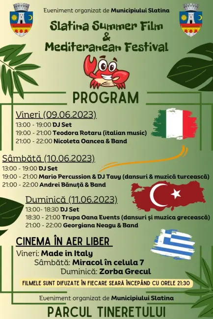 Foto Slatina Summer Film şi Festivalul Tradițiilor si Mâncării Mediteranene, în weekend