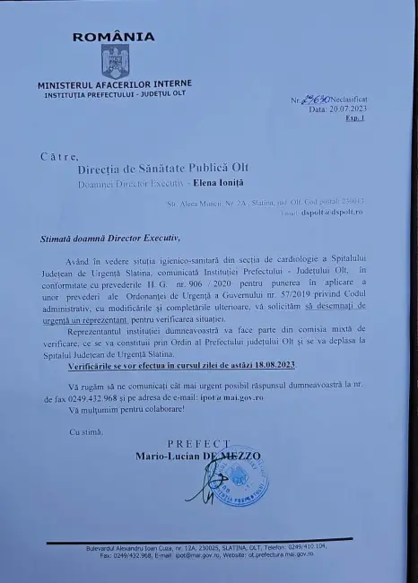 Foto Prefectul De Mezzo a făcut o adresă antedată cu trei săptămâni înainte să fie numit în funcţie. Cum a fost posibil? (DOCUMENT)