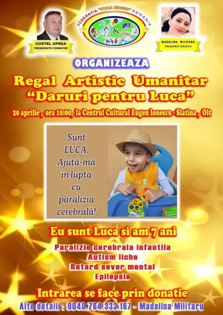 Foto Spectacol umanitar organizat la Centrul Cultural „Eugen Ionescu” pentru Luca, băieţelul care suferă de paralizie cerebrală   