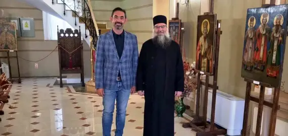 Foto Emil Moţ, întâlnire cu Preasfinţitul Sebastian, episcopul Slatinei