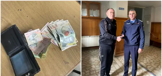 Foto Portofel cu bani găsit de un jandarm în Judecătoria Caracal, returnat proprietarului