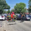 Foto FOTO. Accident cu trei autoturisme implicate pe DN 65, la ieşirea din Balş, spre Slatina