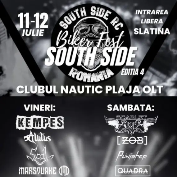 Foto South Side Biker Fest 2025, în perioada 11-12 iulie, la Clubul Nautic şi de Agrement „Plaja Olt”