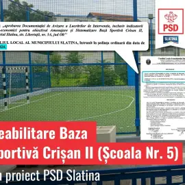 Foto Reabilitarea Bazei Sportive de la Școala Nr. 5, un proiect al administrației PSD! Mario De Mezzo doar taie panglica