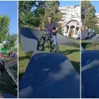 Foto Video viral: primarul De Mezzo cade cu bicicleta încercând să se joace cu copiii