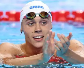 Foto David Popovici, calificat cu al doilea timp în finala la 100 de metri liber de la Mondiale!  Campionul olimpic Pan Zhanle nu a prins finala