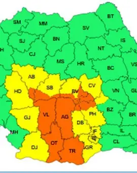 Foto  Județul Olt, sub Cod portocaliu: ploi torențiale, vijelii și grindină
