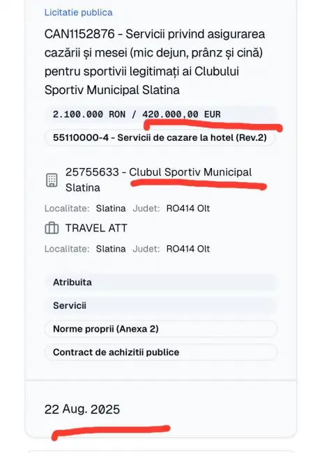 Foto Gaura neagră de la CSM Slatina: Clubul primăriei, contract de peste două milioane de lei cu firma de turism preferată de primarul De Mezzo
